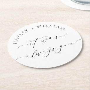 Ellesmere It Was Always You Wedding Round Paper Coaster