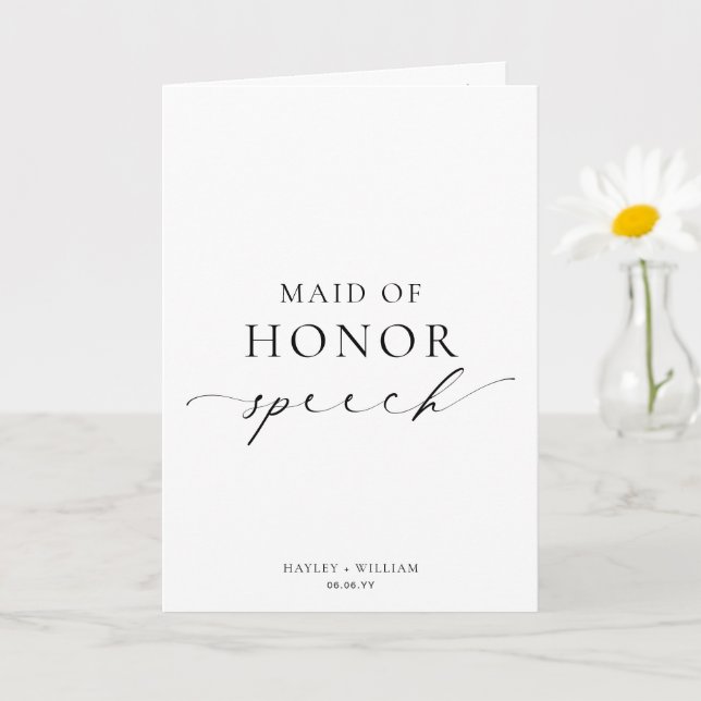 Ellesmere Maid OF Honour Wedding Speech Card (Small Plant)
