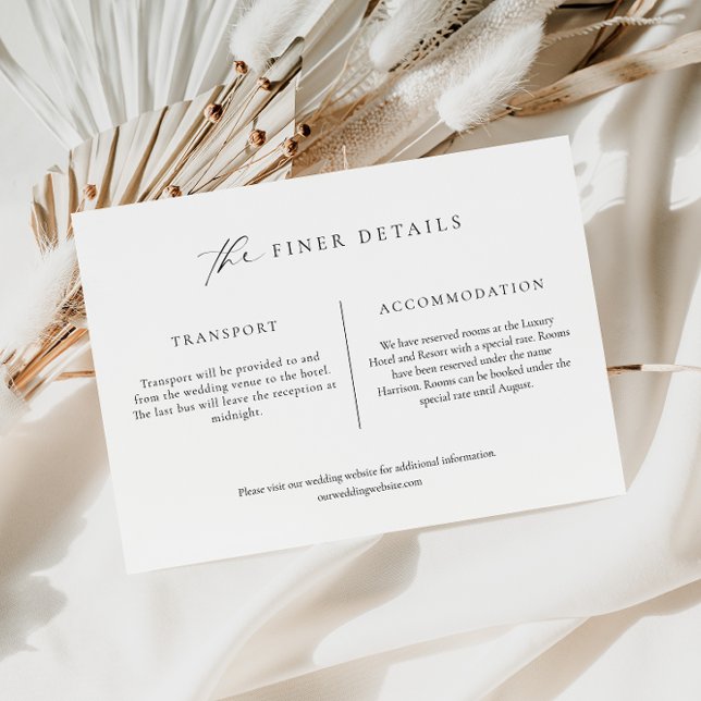 Ellesmere Minimalist Finer Details Enclosure Card (Wedding Finer details card)