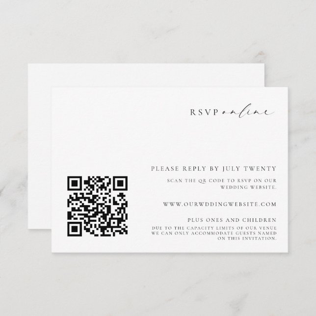 Ellesmere Minimalist RSVP QR Code Enclosure Card (Front/Back)