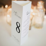 Ellesmere Minimalist Tri-Fold Wedding Menu Poster<br><div class="desc">This menu serves a dual purpose, serving as both a table number and a menu display. Its versatile design allows you to easily highlight the table number while also providing ample space for both the dinner and drink menus. Once printed fold the page into three sections and secure the triangle...</div>