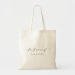 Ellesmere Minimalist Wedding Bridesmaid Tote Bag<br><div class="desc">Welcome your Bridesmaid with a personalised gift. This bridesmaid wedding welcome tote bag features a minimalist design with a script calligraphy heading. Customise each bag with your bridesmaid's name. The script heading is an image that cannot be edited. For more advanced customisation of this design, simply select the "Customise It"...</div>