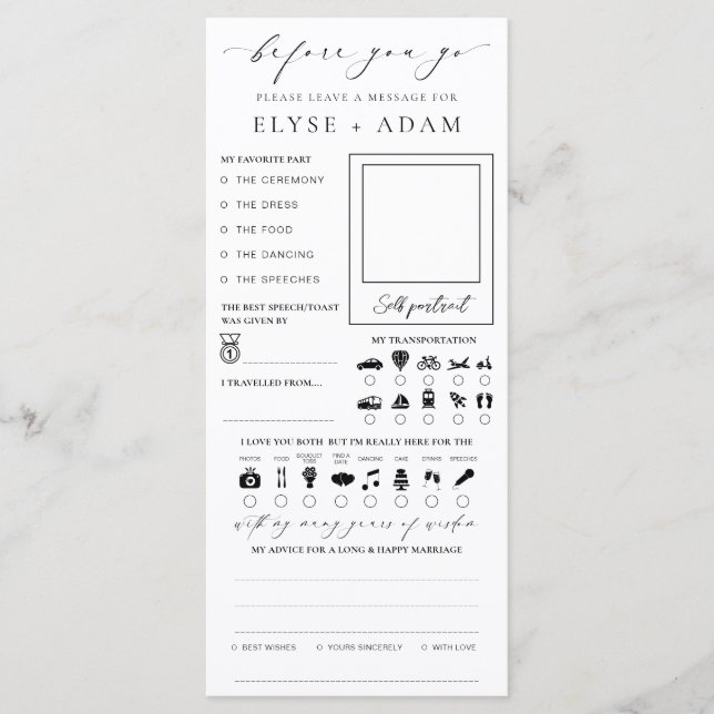 Ellesmere Minimalist Wedding Guest Book Card (Front)