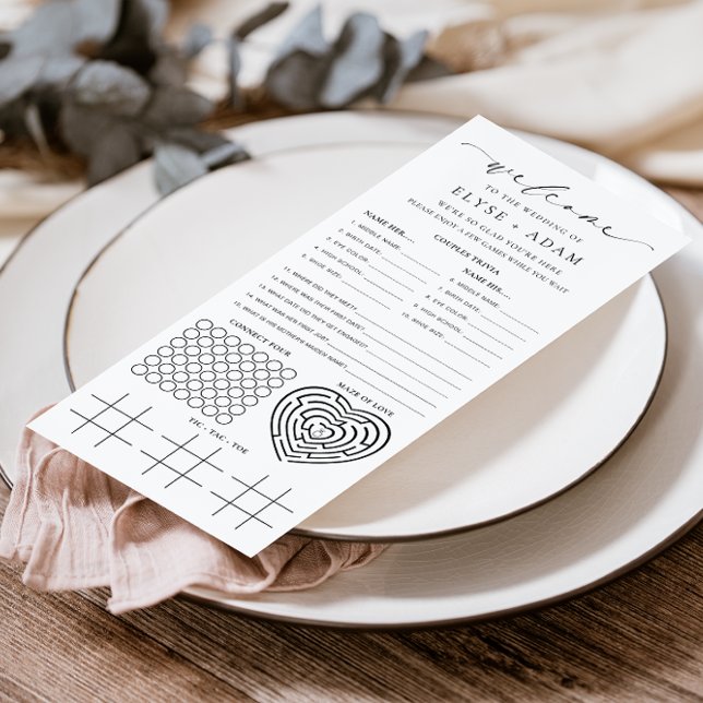Ellesmere Minimalist Wedding Quiz and Menu (Wedding Quiz and Menu_Ellesmere White)