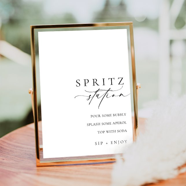 Ellesmere Modern Minimal Spritz Station Poster (Wedding Cocktail Bar Sign)