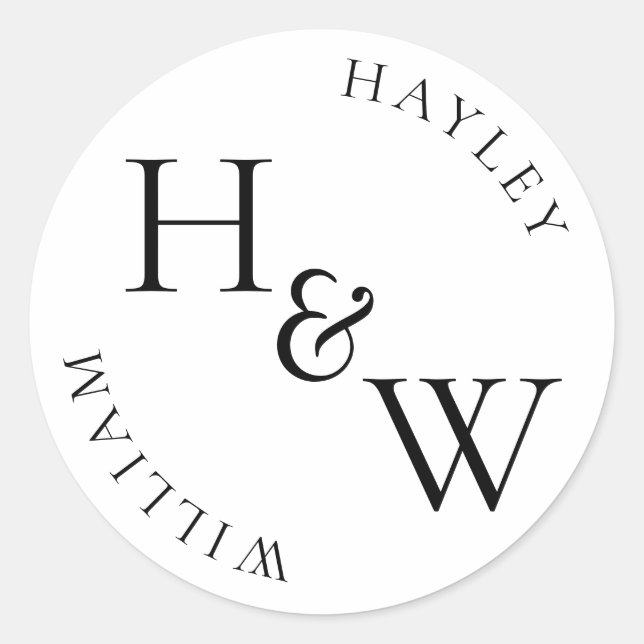 Ellesmere Monogram Wedding Favour Classic Round Sticker (Front)