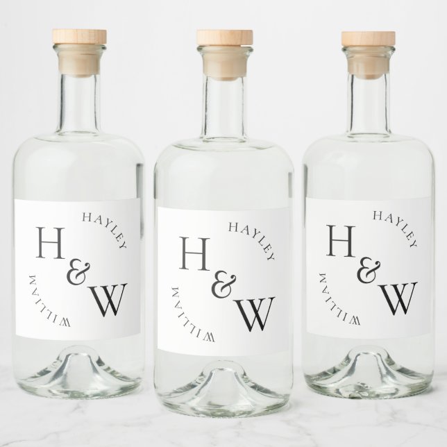 Ellesmere Monogram Wedding Favour Liquor Bottle Label (Bottles)