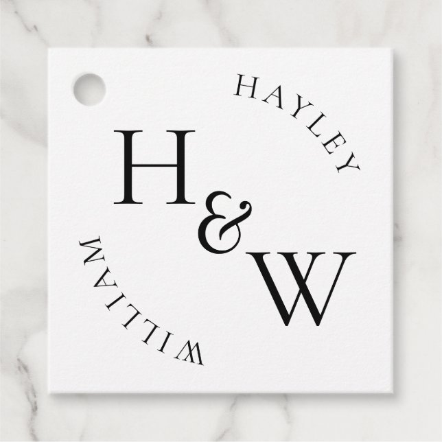 Ellesmere Monogram Wedding Favour Tags (Front)