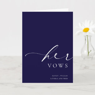 Ellesmere Navy Her Vows Wedding Card