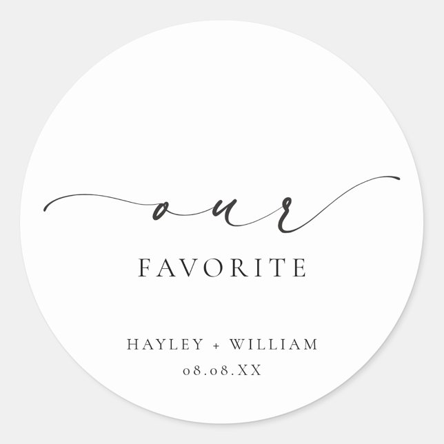 Ellesmere Our Favourite Favour Classic Round Stick Classic Round Sticker (Ellesmere Our Favorite Wedding Favor Sticker)