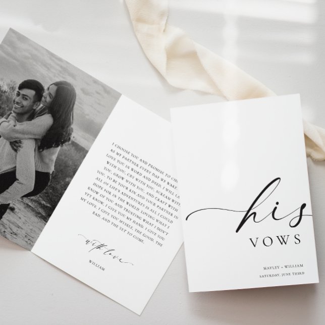Ellesmere Photo His Vows Wedding Card (His Vows Book Ellesmere Minimalist )