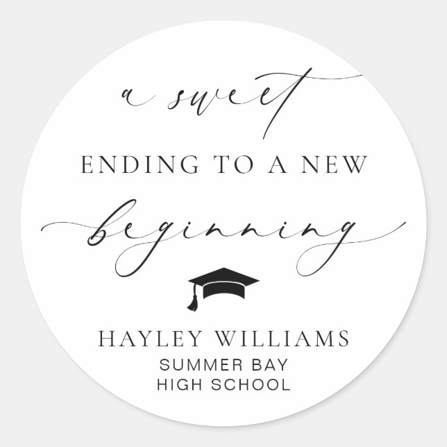 Ellesmere Sweet Ending New Beginning Graduation Classic Round Sticker (Front)