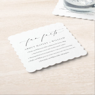 Ellesmere Wedding Fun Facts Scalloped  Paper Coaster