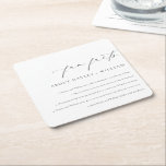 Ellesmere Wedding Fun Facts Square Paper Coaster<br><div class="desc">Entertain your wedding guests with some fun and interesting facts about your love story with these wedding fun facts paper drink coasters. The design features a minimalist design with a script calligraphy heading. The script heading is an image that cannot be edited. All of the other text is fully editable....</div>