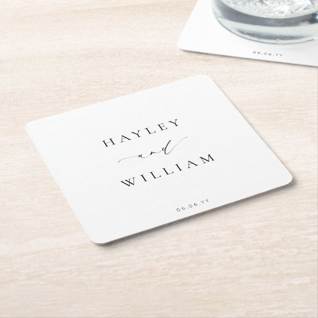 Ellesmere Wedding Names Square Paper Coaster (Angled)
