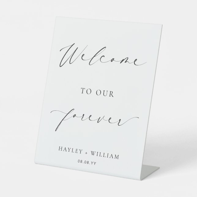 Ellesmere Welcome To Our Forever Wedding Welcome Pedestal Sign (Front)