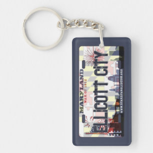 Ellicott City Maryland flag license plate keychain