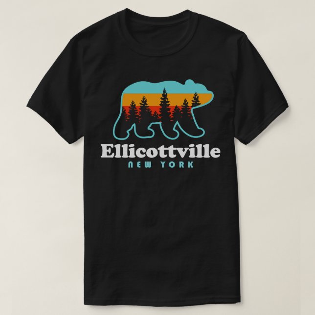 Ellicottville New York Bear Ski T-Shirt (Design Front)