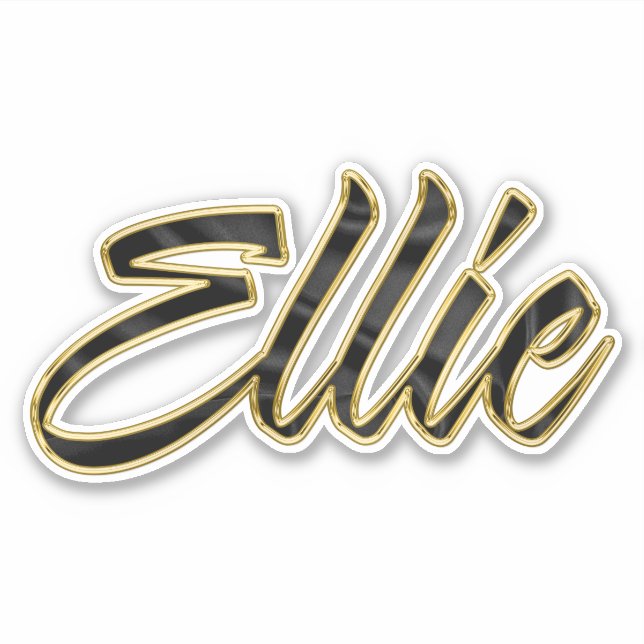 Ellie black gold lettering sticker (Front)