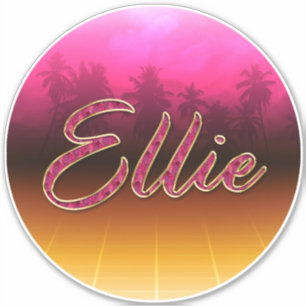 Ellie First Name golden pink sticker sticker