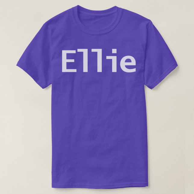 Ellie Minimal Typography White Text T-Shirt (Design Front)