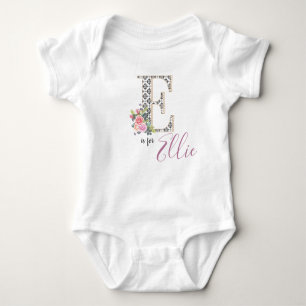 Ellie Name Baby Outfit Letter E Romper Floral Girl Baby Bodysuit