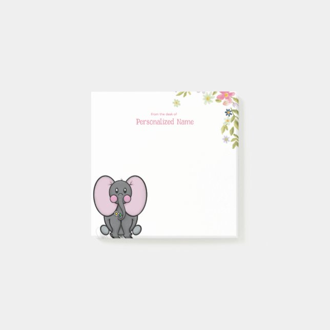 Ellie Phant Floral  Post-it Notes (Front)