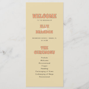 ELLIE Retro Bold Typography Wedding Ceremony Program