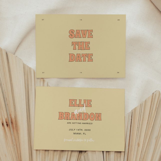 ELLIE Retro Modern & Bold Beige Wedding Save The Date (Creator Uploaded)
