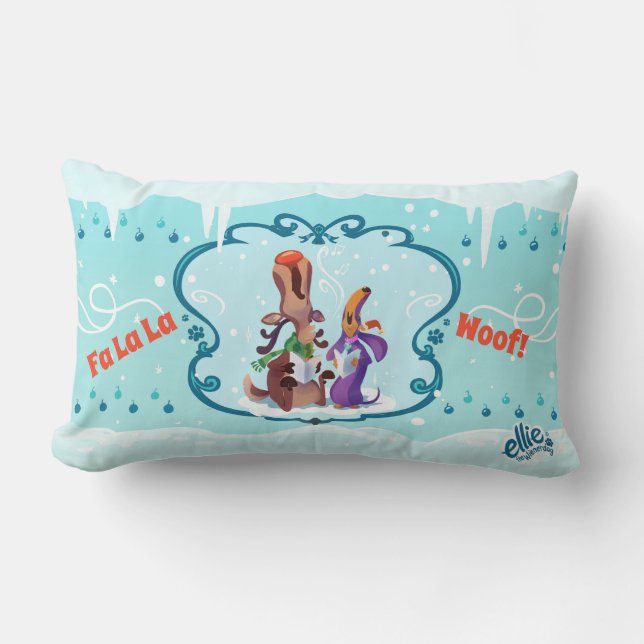 Ellie the Wienerdog® WeenDeer Holiday Throw Pillow (Front)