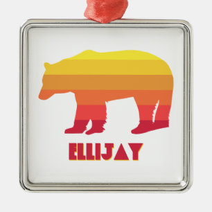 Ellijay Georgia Rainbow Bear Metal Ornament