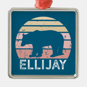 Ellijay Georgia Retro Bear Metal Ornament