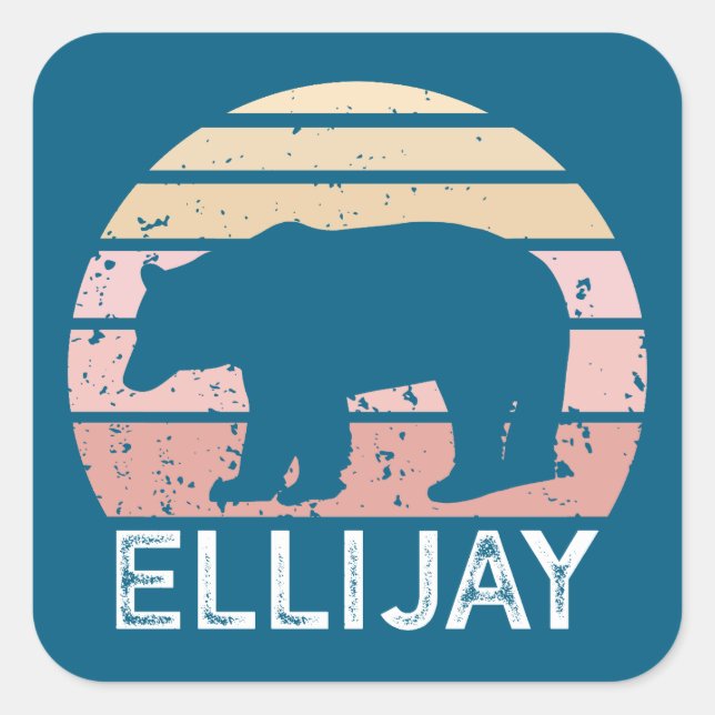 Ellijay Georgia Retro Bear Square Sticker (Front)