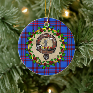 Elliot Clan Badge & Tartan Personalised Xmas Ceramic Ornament