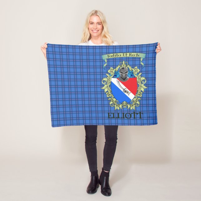 Elliott Crest and Tartan Fleece Blanket (In Situ)