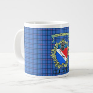 Elliott Crest and Tartan Large Coffee Mug