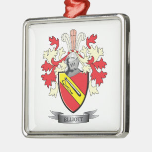 Elliott Family Crest Coat of Arms Metal Tree Decoration