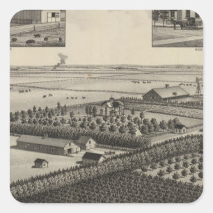 Elliott Residence and Farm, Rice County, Kansas Square Sticker