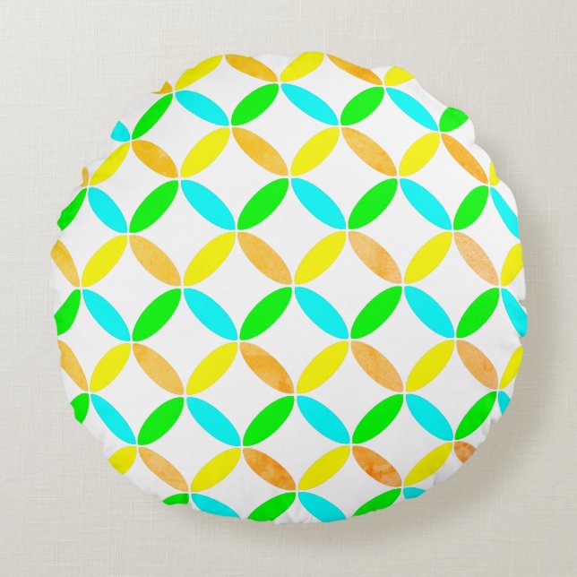 Ellipse Pattern Abstract Art Round Cushion (Front)