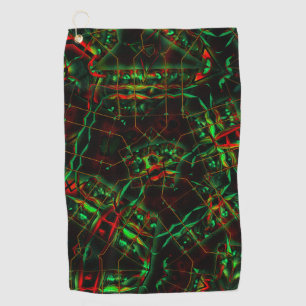 Elliptical destroyed, up lines flashy green to red golf towel