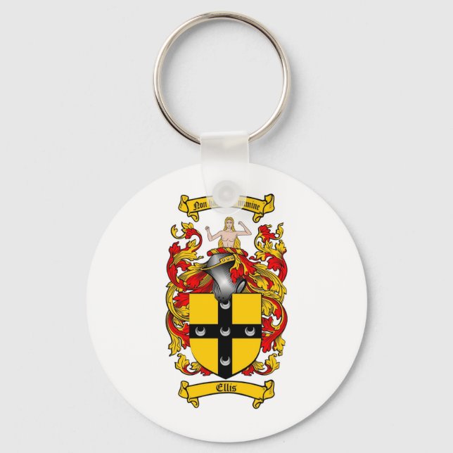 ELLIS FAMILY CREST -  ELLIS COAT OF ARMS KEY RING (Front)