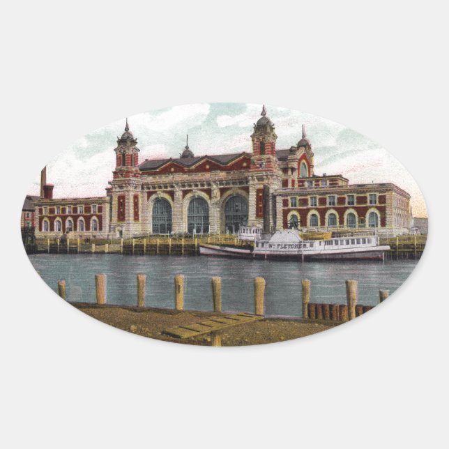 Ellis Island Oval Sticker (Front)