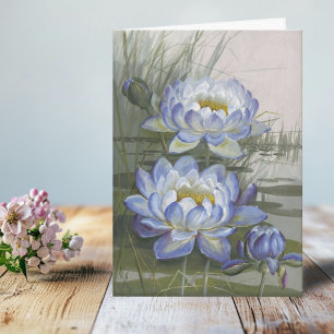 Ellis Rowan Blue Cloud Water Lily Vintage Flowers Card