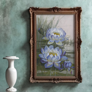 Ellis Rowan Blue Cloud Water Lily Vintage Flowers Poster