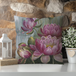 Ellis Rowan Pink Water Lily Vintage Flowers Cushion