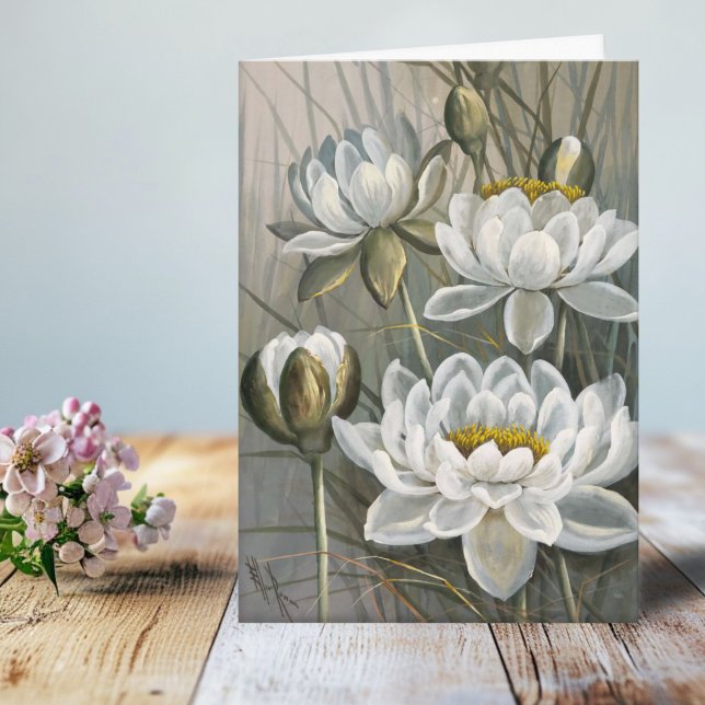Ellis Rowan White Water Lily Vintage Flowers Card (Creator Uploaded)