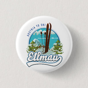 Ellmau Austria to ski logo 3 Cm Round Badge