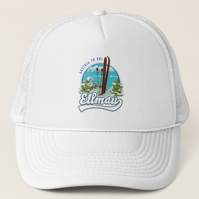 Ellmau Austria to ski logo Trucker Hat (Front)