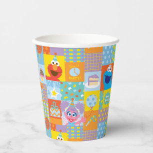 Elmo, Abby, and Cookie Monster Birthday Pattern  Paper Cups