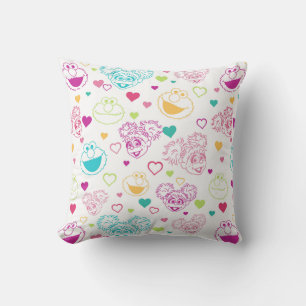 Elmo & Abby Cadabby Valentine Hearts Pattern Cushion